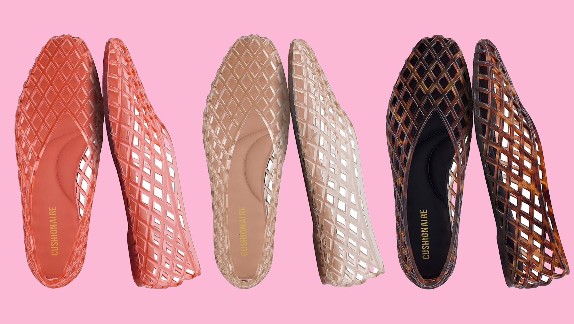 Cushionaire Lattice Slip On Jelly Flats