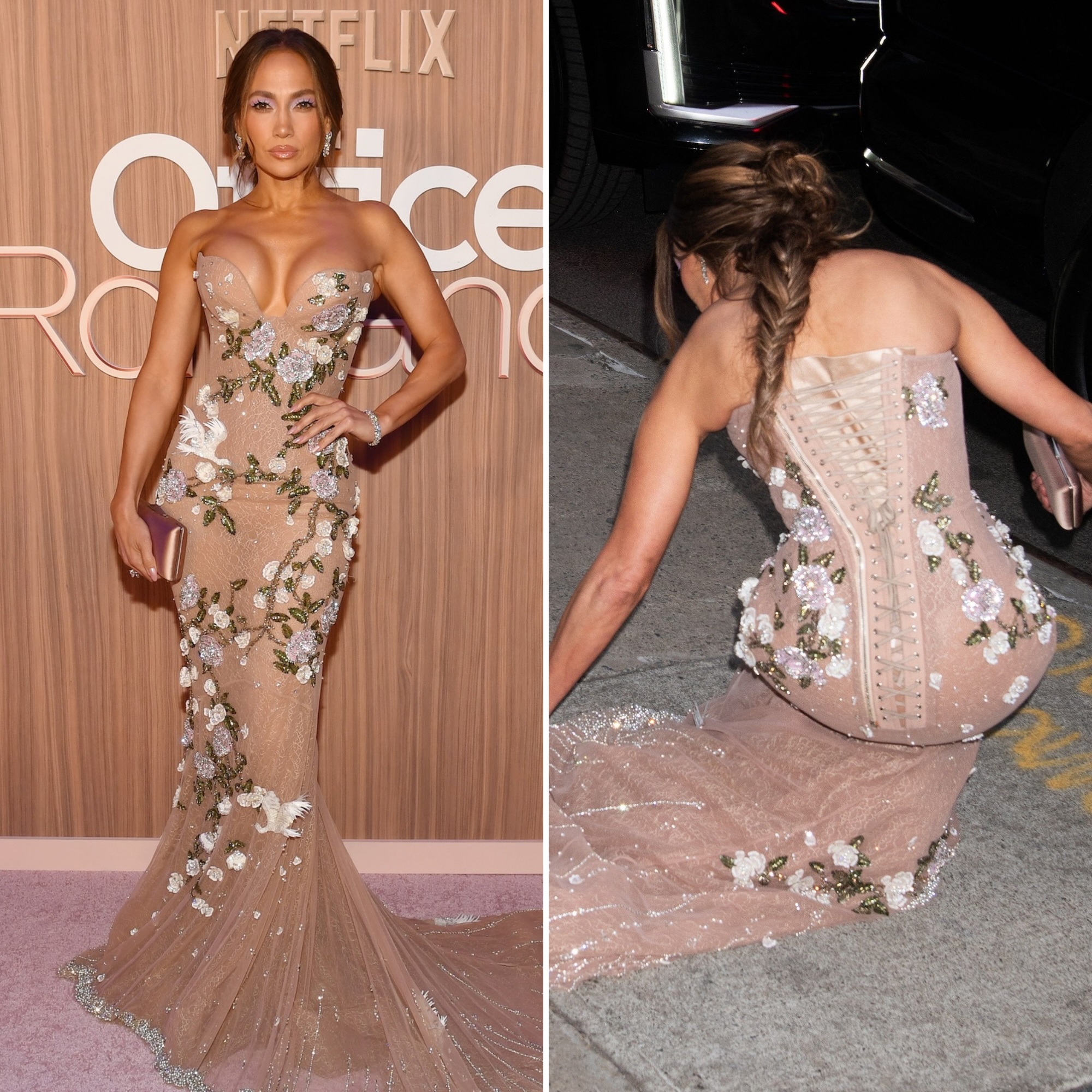 Jennifer Lopez Handles Wardrobe Malfunction in a Corset Gown