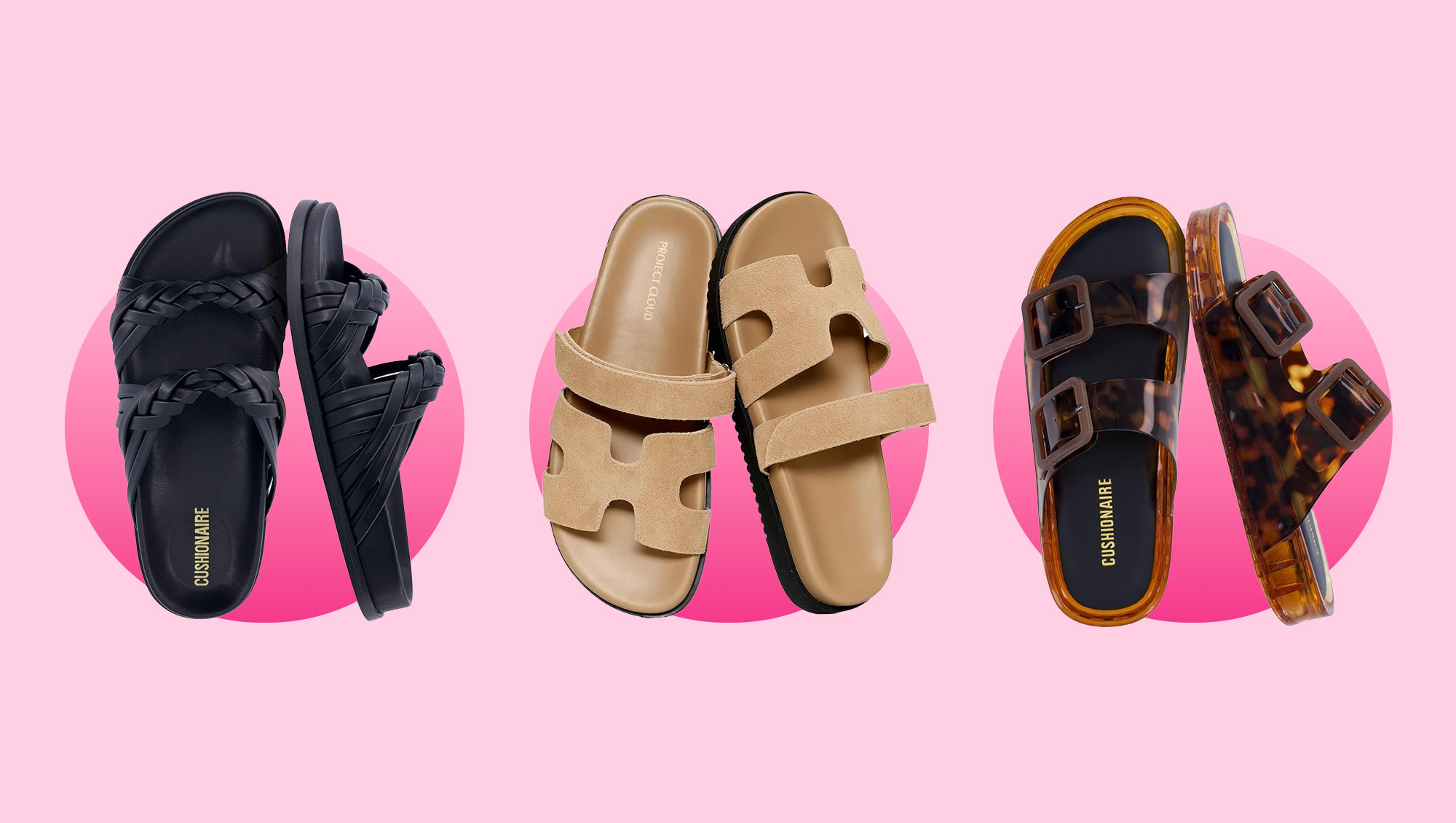 Black, beige and tortoiseshell sandals