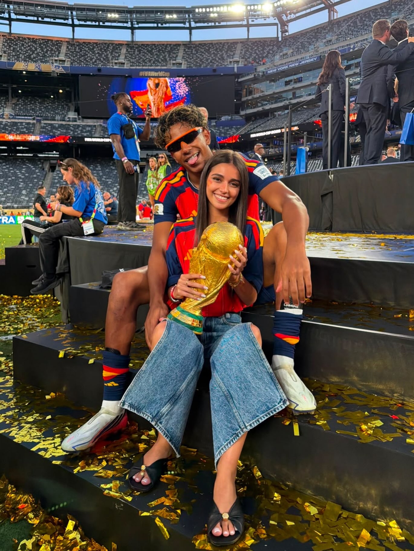 Lamine Yamals Girlfriend Ines Garcia Santos Poses With World Cup Trophy