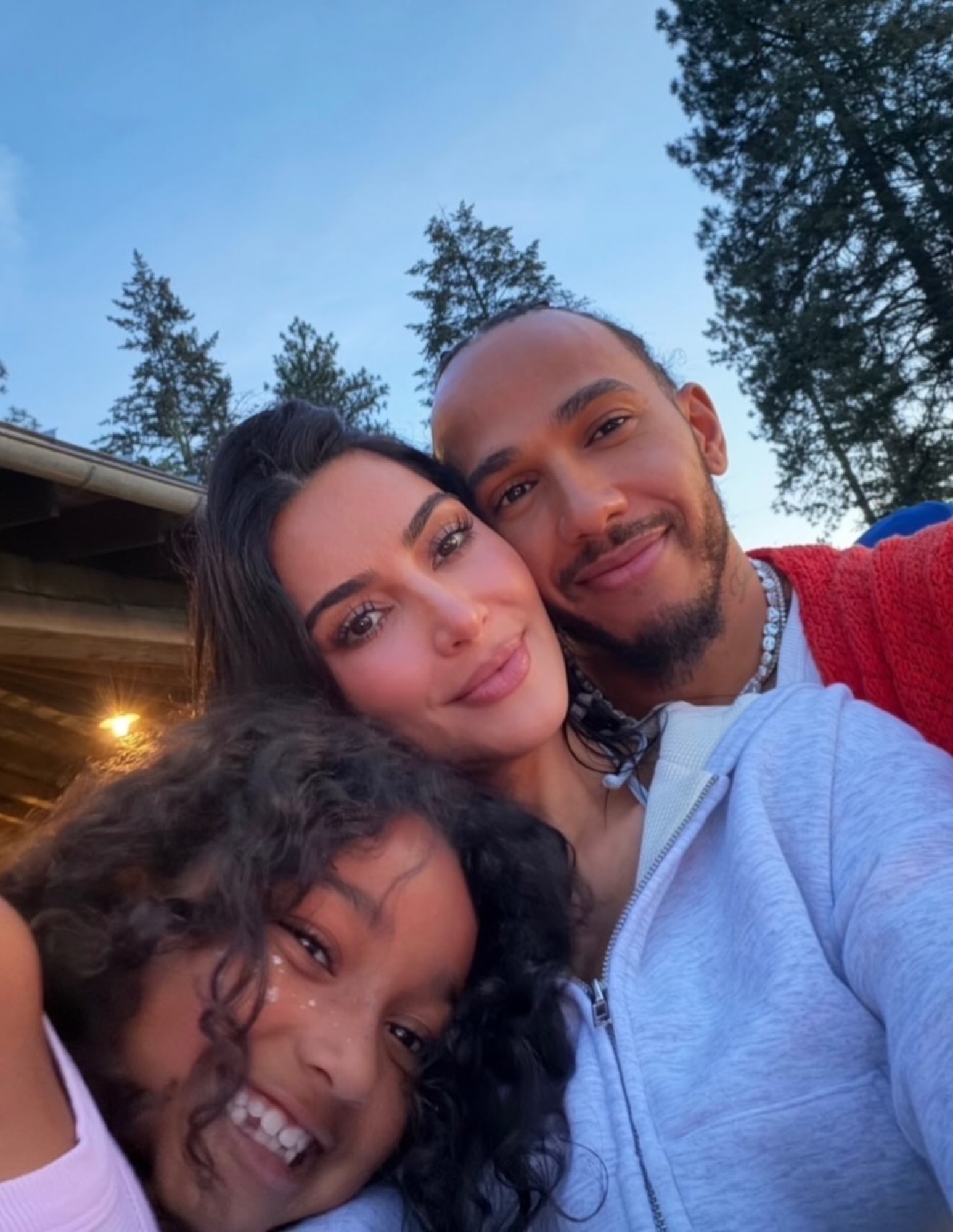 Kim Kardashian Shares Sweet Selfie With Lewis Hamilton and Daughter Chicago