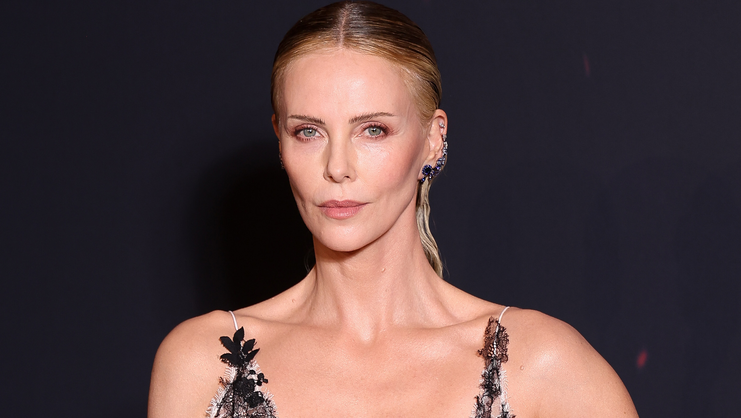 PARIS, FRANCE - JULY 08: Charlize Theron attends "The Odyssey" Paris Premiere on July 08, 2026 in Paris, France. (Photo by Marc Piasecki/WireImage)