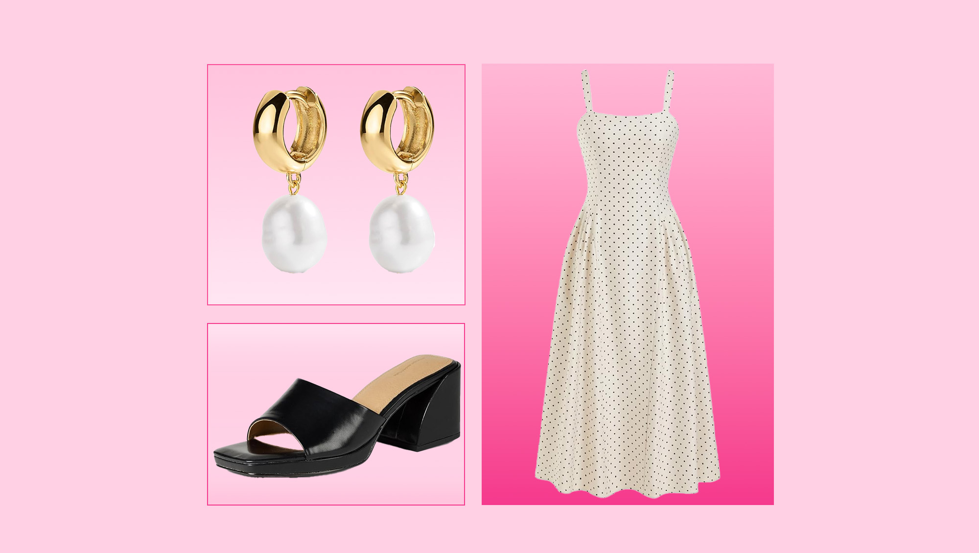 Earrings, polka dot dresses and heels