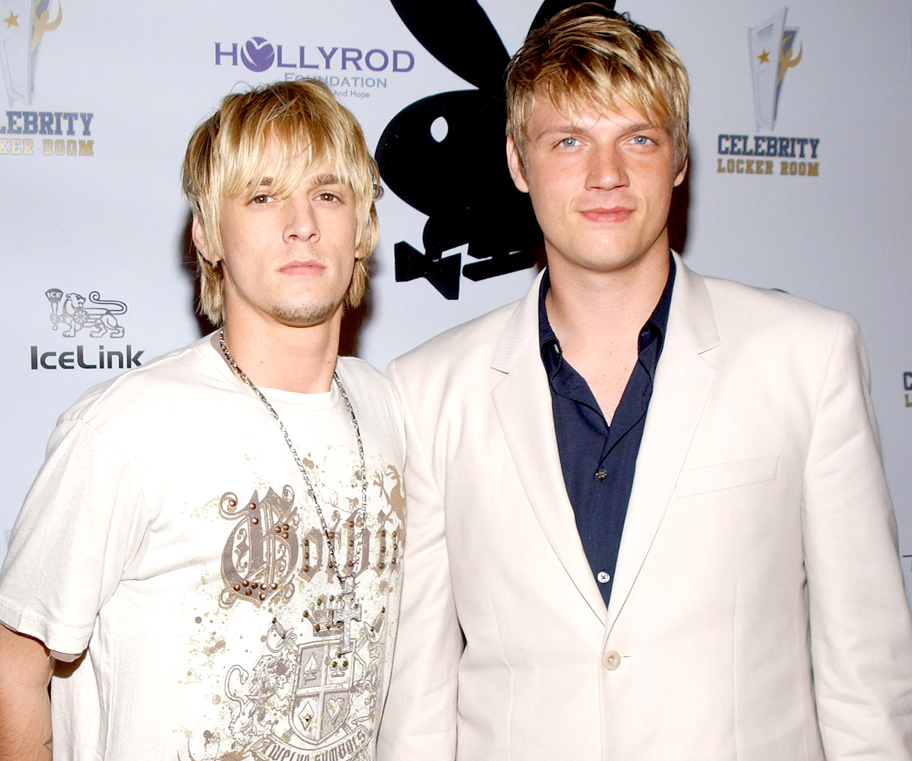 Aaron Carter and Nick Carter during Celebrity Locker Room Presents An All Star Night at The Mansion at The Playboy Mansion in Los Angeles, California, in 2006.