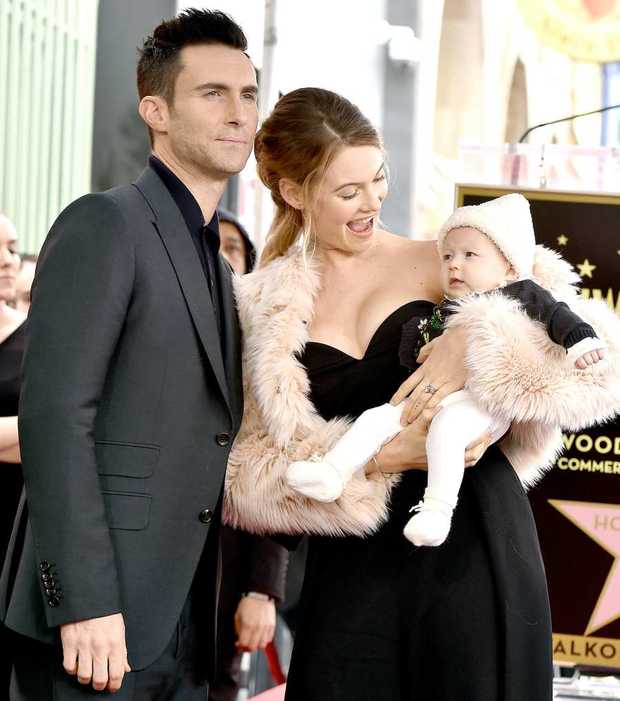 Adam Levine, Behati Prinsloo and Dusty Rose Levine