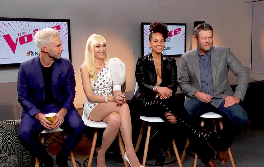 The Voice Adam Levine, Gwen Stefani, Alicia Keys and Blake Shelton.