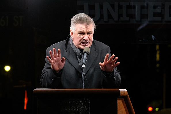 Alec Baldwin at anti-Trump rally in NYC