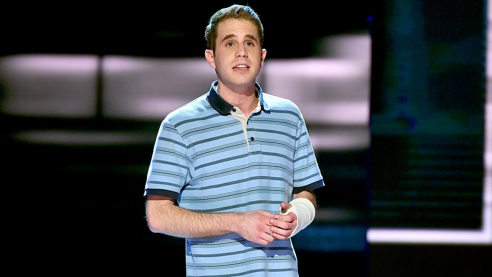 Ben Platt performs with the cast of "Dear Evan Hansen" onstage during the 2017 Tony Awards at Radio City Music Hall on June 11, 2017 in New York City.