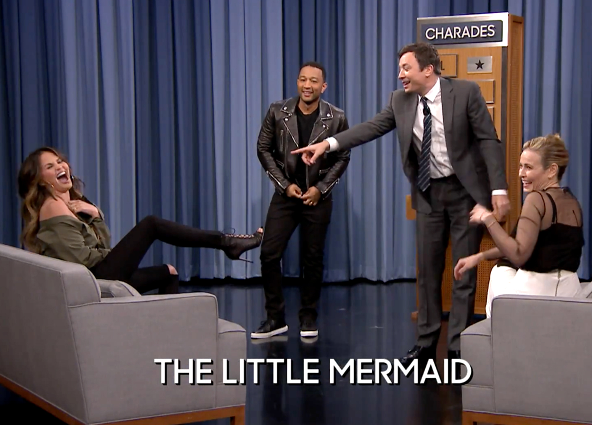 Chrissy Teigen and john Legend and Chelsea Handler and Jimmy Fallon