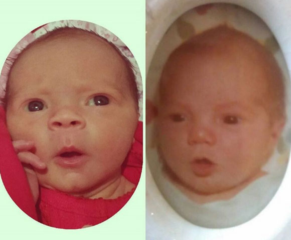 Coco Austin and baby Chanel look very similar in these photos