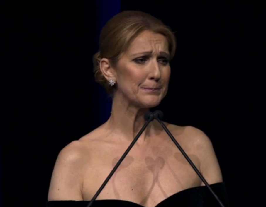 Celine Dion holds back the tears during her tribute to late husband René Angélil