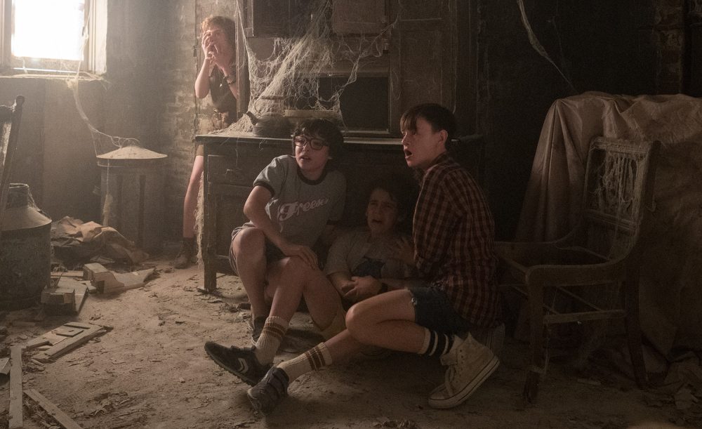 Sophia Lillis, Jaeden Lieberher, Jack Grazer, and Finn Wolfhard in IT.