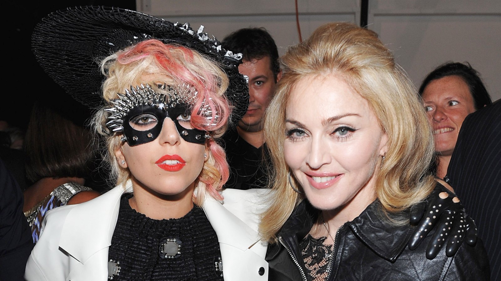 Lady Gaga and Madonna attend the Marc Jacobs 2010 Spring Fashion Show at the NY State Armory on September 14, 2009 in New York City.