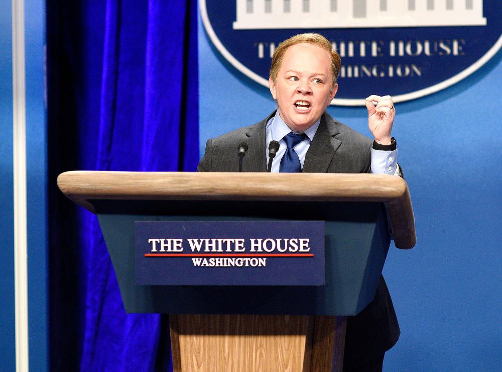 Melissa McCarthy as Press Secretary Sean Spicer during the