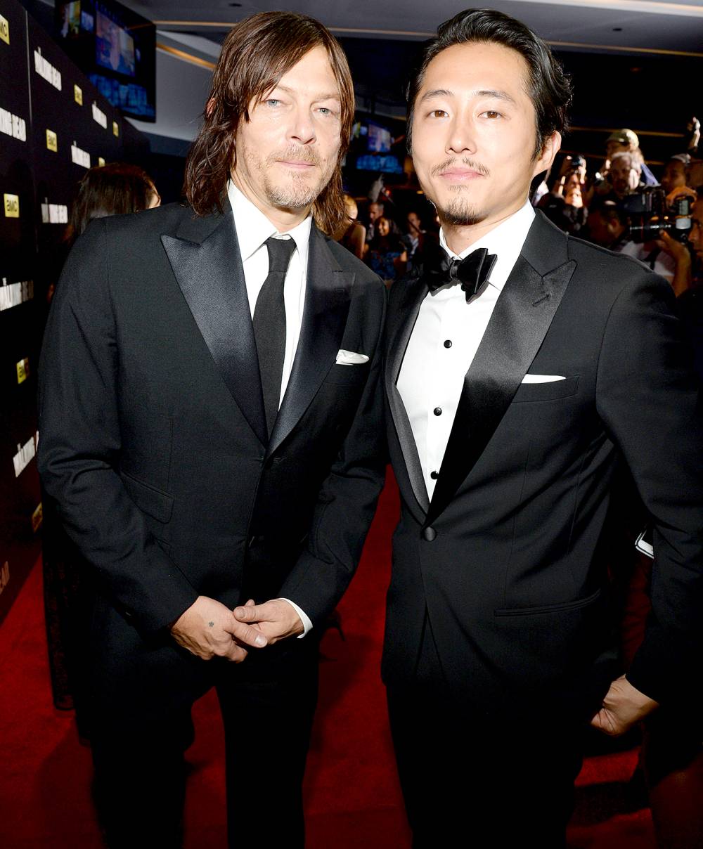 Norman Reedus and Steven Yeun attend AMC's