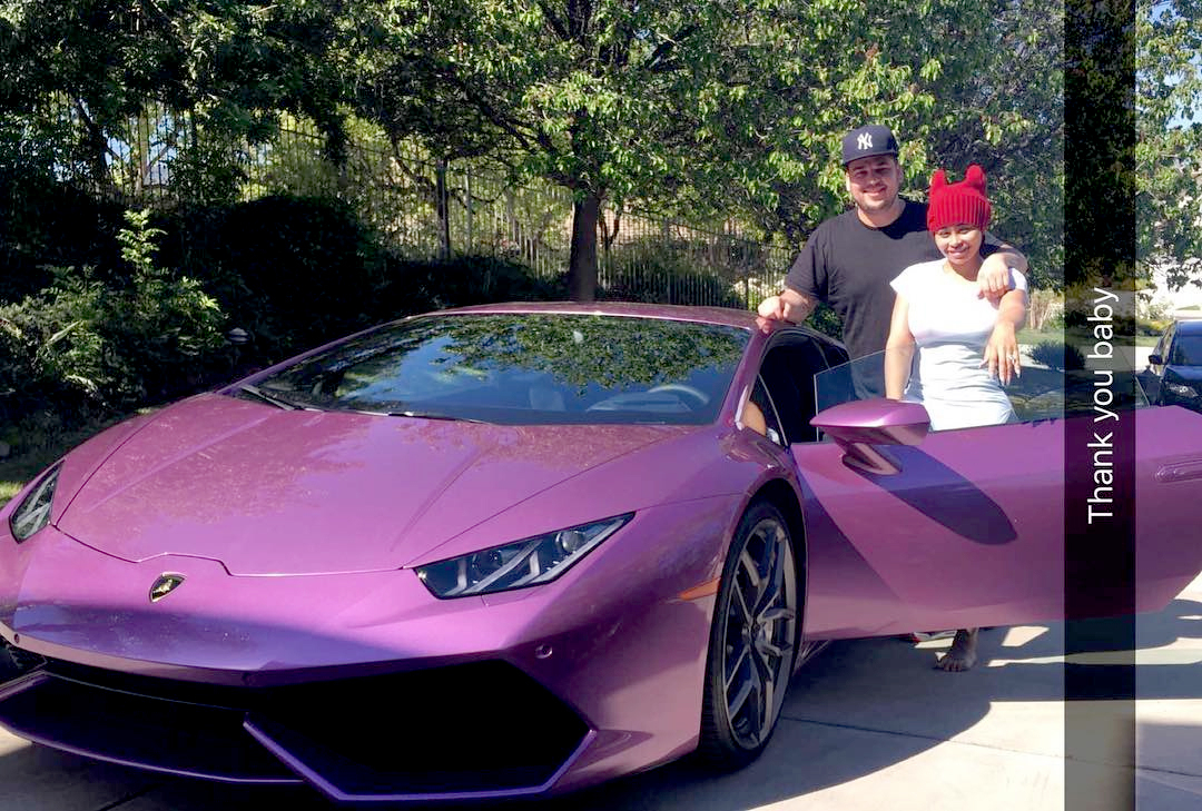 Rob Kardashian buys his fiancee Blac Chyna a purple Lamborghini.