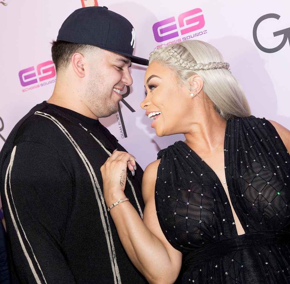 Rob Kardashian (right) and Blac Chyna at her birthday celebration