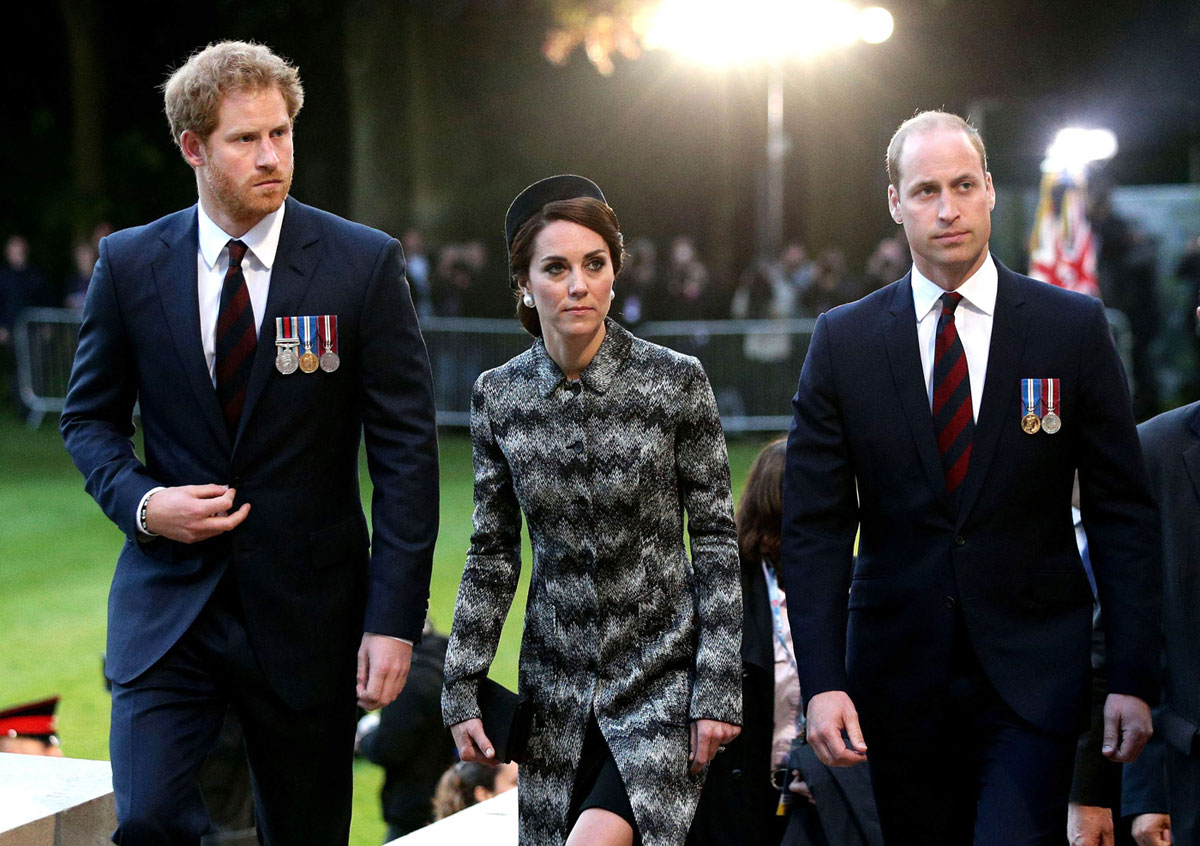 Duchess Kate, Prince William and Prince Harry attend an overnight vigil in France