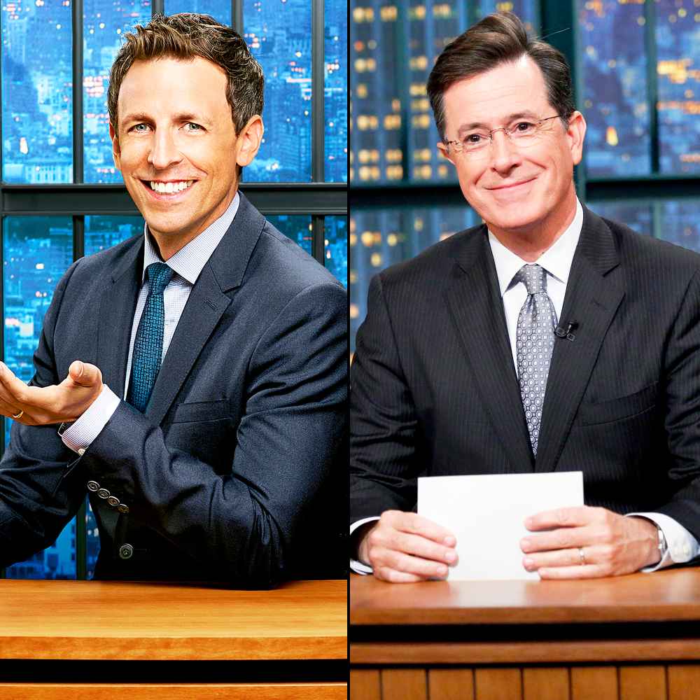 Seth Meyers and Stephen Colbert