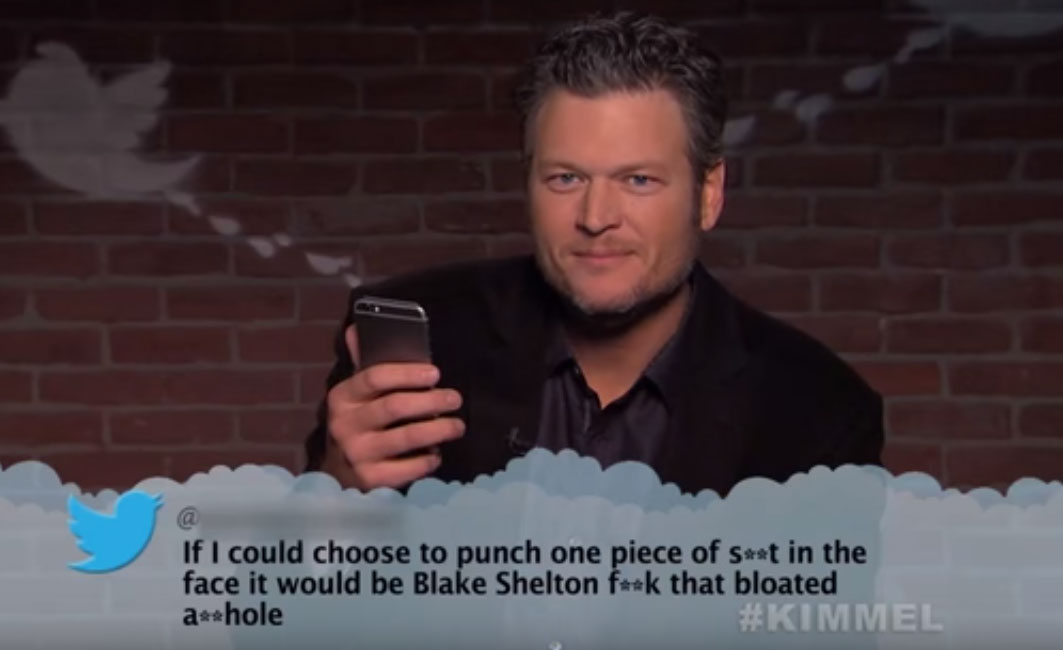 Blake Shelton reads Mean Tweets during Post-Grammys 2016 Jimmy Kimmel Live!