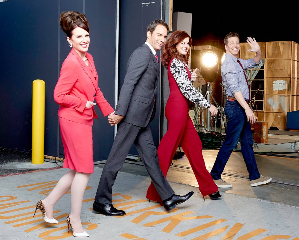 Megan Mullally as Karen Walker, Eric McCormack as Will Truman, Debra Messing as Grace Adler, Sean Hayes as Jack McFarland